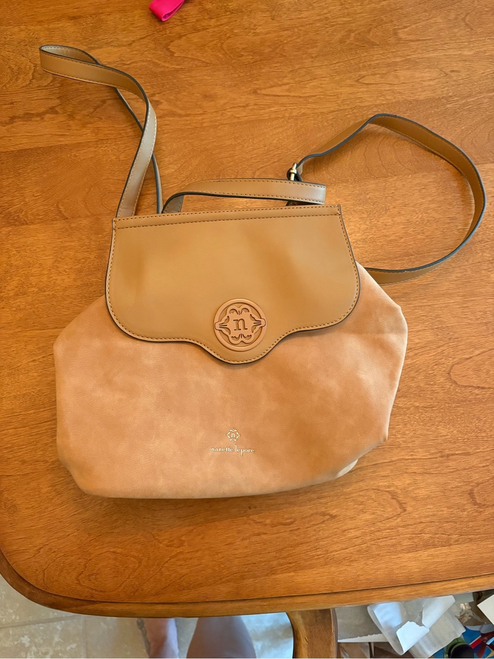 Nanette Lepore Tan Two-Tone Crossbody Bag